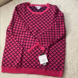 NWT bright pink and navy sweater